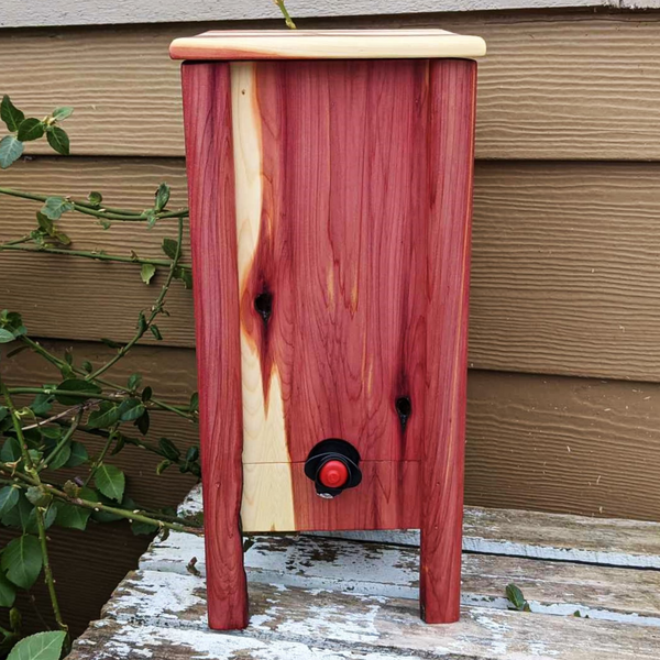 Red Cedar Wood 3 Liter Wine Box Holder, Wooden Bota Wine Box with Removable Top and Front Slide.