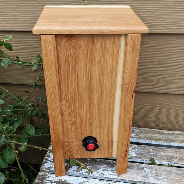 Hickory Wood 3 Liter Wine Box Holder, Wooden Bota Wine Box with Removable Top and Front Slide.