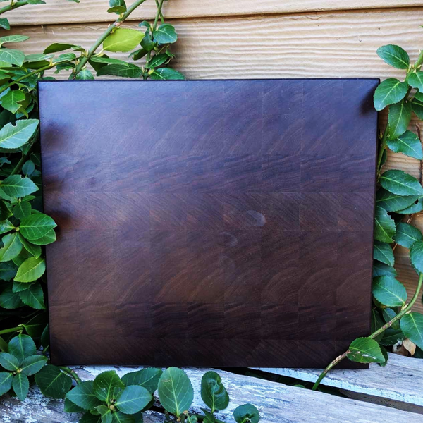 Black Walnut Wood End Grain Cutting Board with Beveled Edge, Wooden Butcher Board