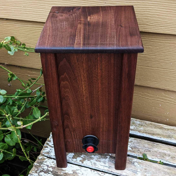Black Walnut Wood 3 Liter Wine Box Holder, Wooden Bota Wine Box with Removable Top and Front Slide.