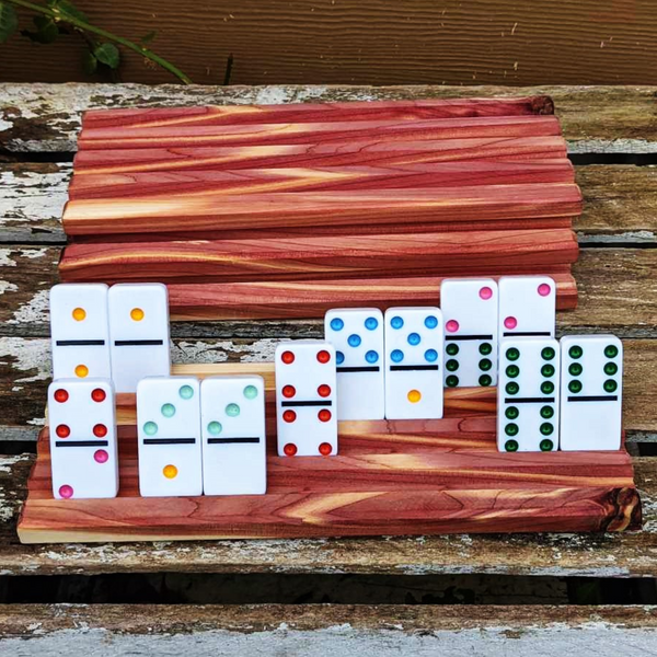 Red Cedar Wood Domino Holders, Wooden Stand Racks for Dominos.