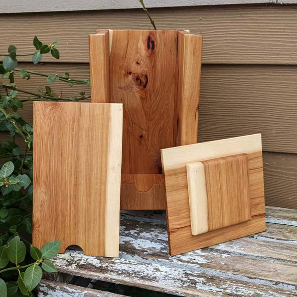 Hickory Wood 3 Liter Wine Box Holder, Wooden Bota Wine Box with Removable Top and Front Slide.
