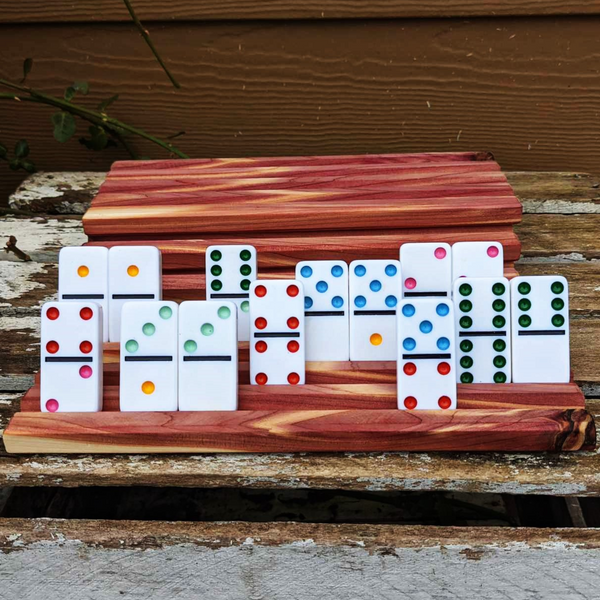 Red Cedar Wood Domino Holders, Wooden Stand Racks for Dominos.