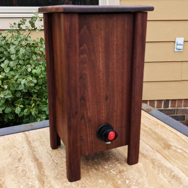 Black Walnut Wood 3 Liter Wine Box Holder, Wooden Bota Wine Box with Removable Top and Front Slide.