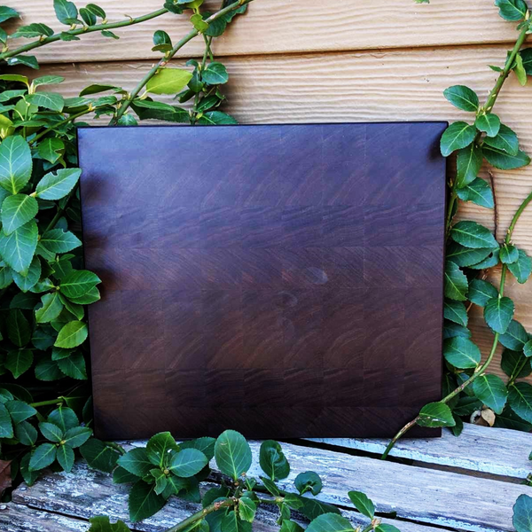 Black Walnut Wood End Grain Cutting Board with Beveled Edge, Wooden Butcher Board