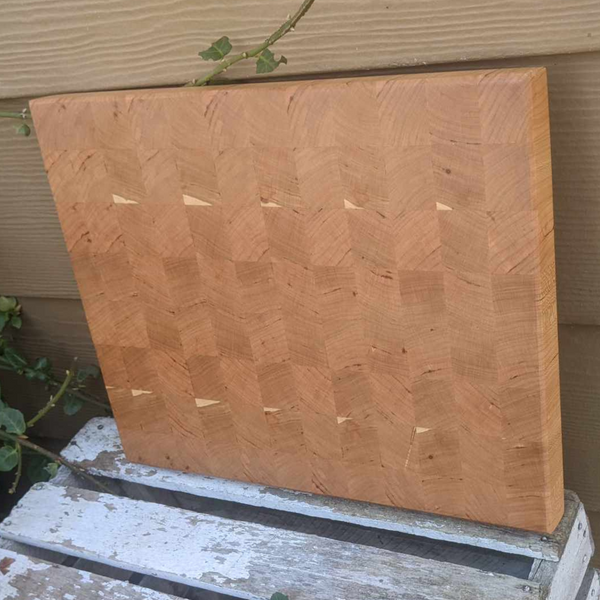 Cherry Wood End Grain Cutting Board with Beveled Edge