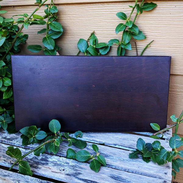 Black Walnut Wood End Grain Cutting Board with Clear Rubber Grip Feet, Wooden Butcher Board