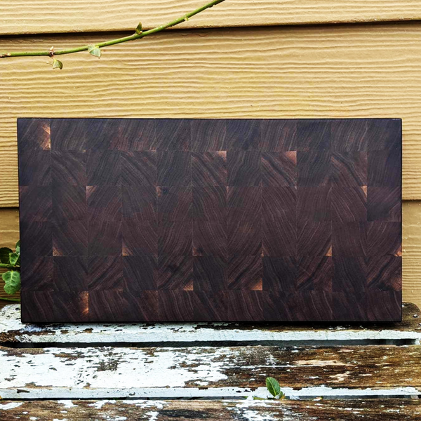 Black Walnut Wood End Grain Cutting Board with Beveled Edge, Wooden Butcher Board