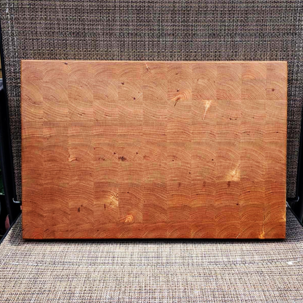 Cherry Wood End Grain Cutting Board with Hand Grooves on Sides & Beveled Edge