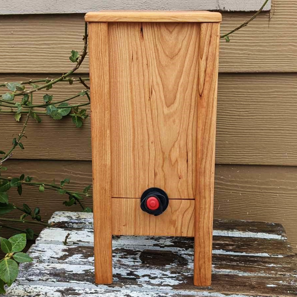 Cherry Wood 3 Liter Wine Box Holder, Wooden Bota Wine Box with Removable Top and Front Slide.