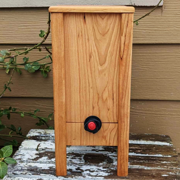 Cherry Wood 3 Liter Wine Box Holder, Wooden Bota Wine Box with Removable Top and Front Slide.