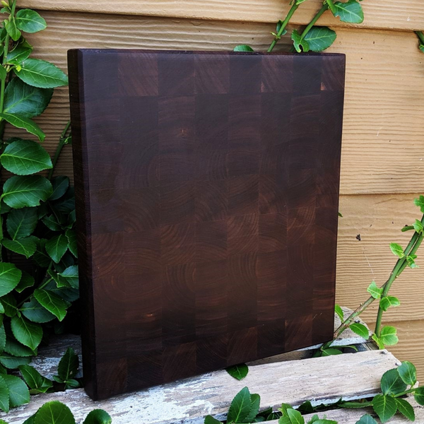 Black Walnut Wood End Grain Cutting Board with Beveled Edge, Wooden Butcher Board.