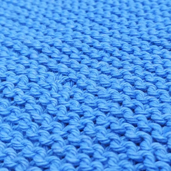 Set of Two Hand-Knit Washcloths, 100% Cotton Dishrags, Blue