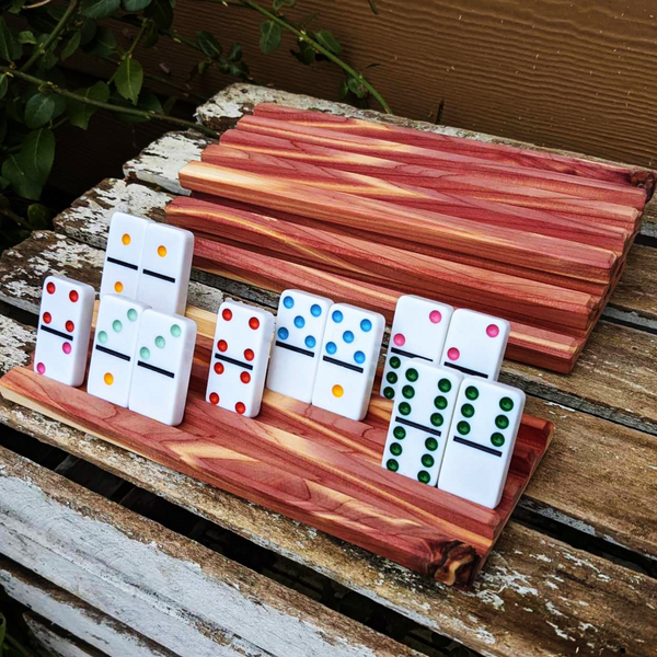 Red Cedar Wood Domino Holders, Wooden Stand Racks for Dominos.