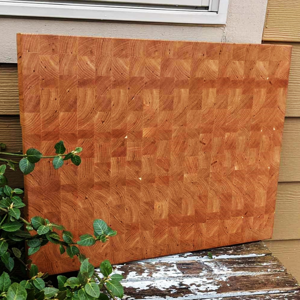 Extra Large Cherry Wood End Grain Cutting Board with Hand Grooves & Beveled Edge