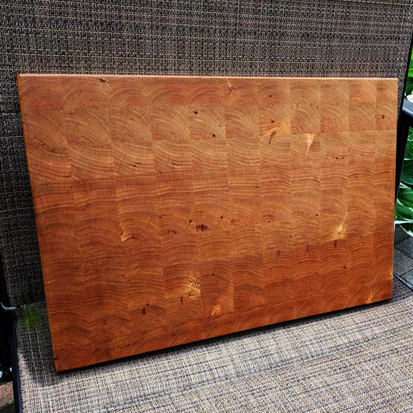 Cherry Wood End Grain Cutting Board with Hand Grooves on Sides & Beveled Edge