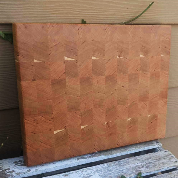 Cherry Wood End Grain Cutting Board with Beveled Edge