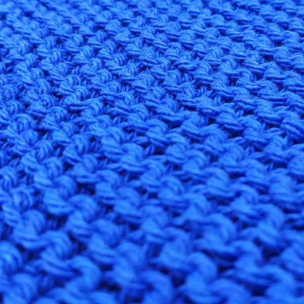 Set of Four Hand-Knit Washcloths, 100% Cotton Dishrags Bright Cobalt Blue