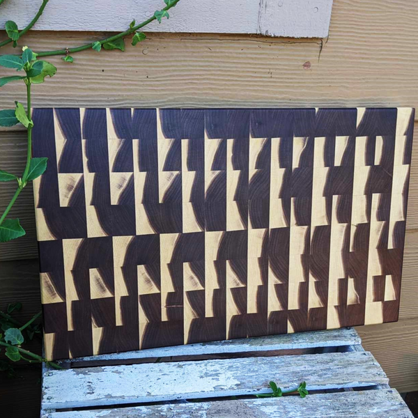 Large Black Walnut End Grain Cutting Board with Beveled Edge