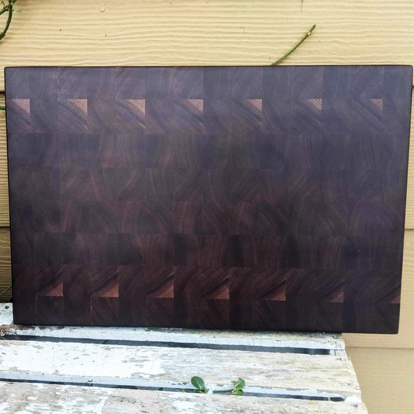 Large Black Walnut End Grain Cutting Board with Beveled Edge