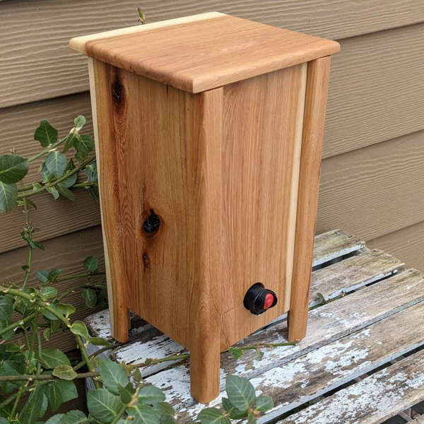 Hickory Wood 3 Liter Wine Box Holder, Wooden Bota Wine Box with Removable Top and Front Slide.
