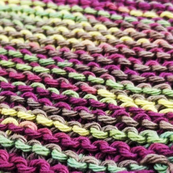 Set of Four Hand-Knit Washcloths, 100% Cotton Dishrags Burgundy, Beige, Sage Green, Golden Yellow