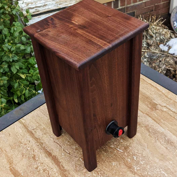 Black Walnut Wood 3 Liter Wine Box Holder, Wooden Bota Wine Box with Removable Top and Front Slide.