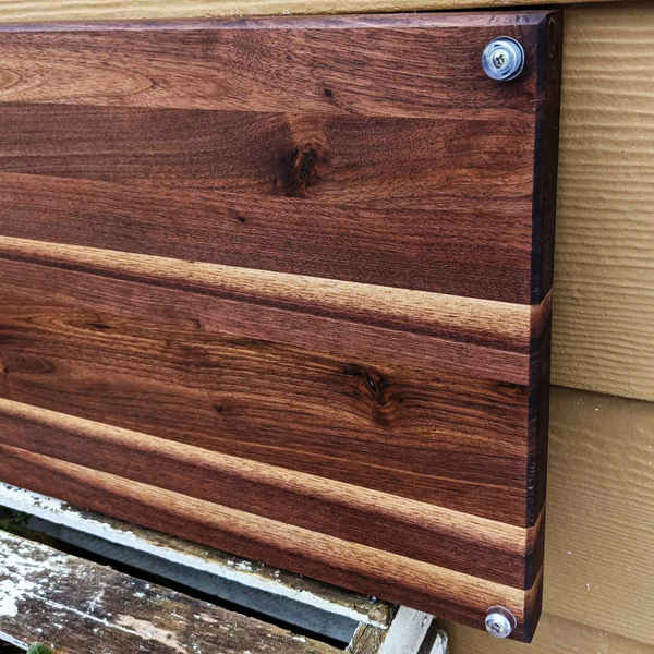 Large Black Walnut Wood Edge Grain Cutting Board with Beveled Edge, Wooden Butcher Block Board