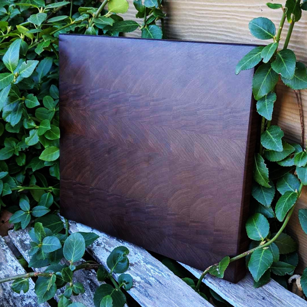 Black Walnut Wood End Grain Cutting Board with Beveled Edge, Wooden Butcher Board
