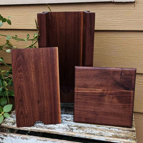 Black Walnut Wood 3 Liter Wine Box Holder, Wooden Bota Wine Box with Removable Top and Front Slide.