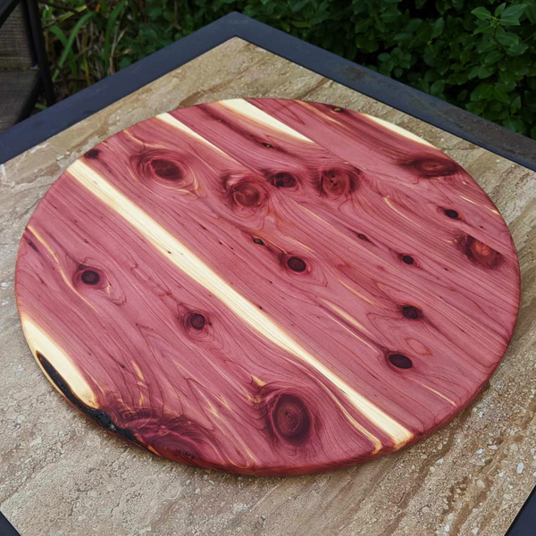 Round Red Cedar Wood Pizza Serving Tray