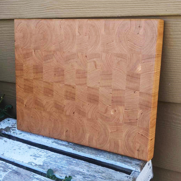 Cherry Wood End Grain Cutting Board with Beveled Edge