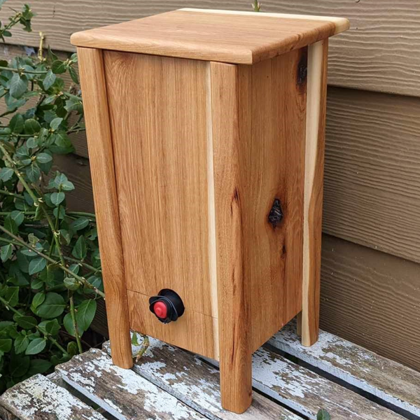 Hickory Wood 3 Liter Wine Box Holder, Wooden Bota Wine Box with Removable Top and Front Slide.