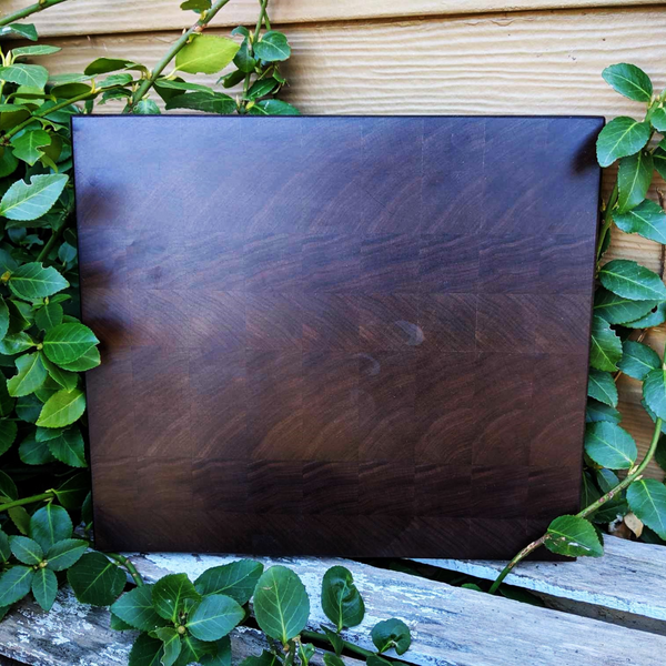 Black Walnut Wood End Grain Cutting Board with Beveled Edge, Wooden Butcher Board