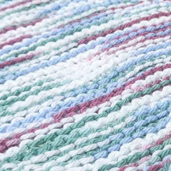 Set of Two Hand-Knit Washcloths, 100% Cotton Dishrags, Purple, White, & Blue