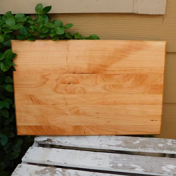 Cherry Wood Edge Grain Cutting Board with Beveled Edge & Hand Grooves On Sides