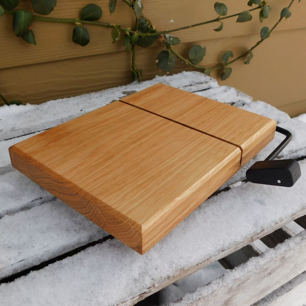 Cherry Wood Cheese Slicing Board with Clear Rubber Grip Feet