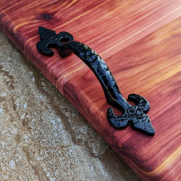 Red Cedar Wine Charcuterie Board with Two Wine Glasses