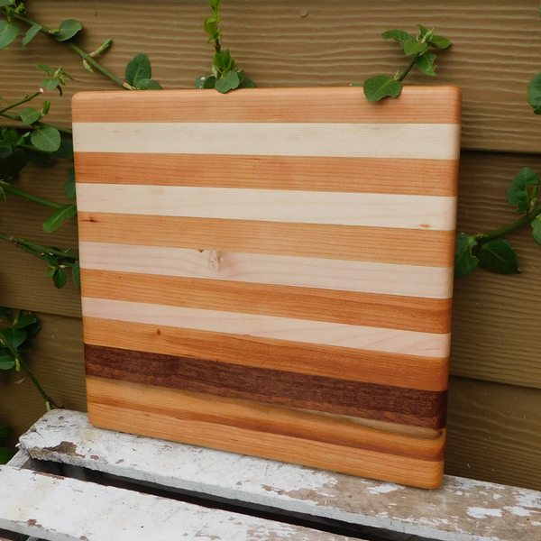 Mahogany, Maple, & Cherry Wood Edge Grain Cutting Board