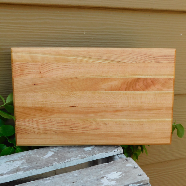 Cherry Wood Edge Grain Cutting Board with Beveled Edge & Hand Grooves On Sides