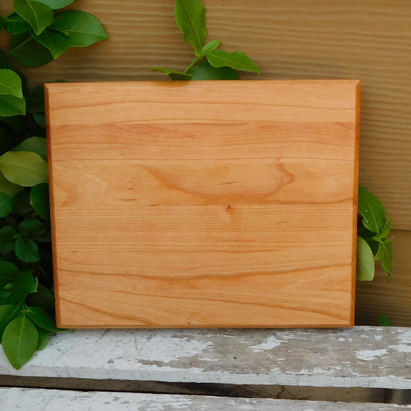 Small Cherry Wood Edge Grain Cutting Board with Beveled Edge & Hand Grooves On Sides