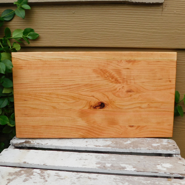 Cherry Wood Edge Grain Cutting Board with Beveled Edge & Hand Grooves On Sides