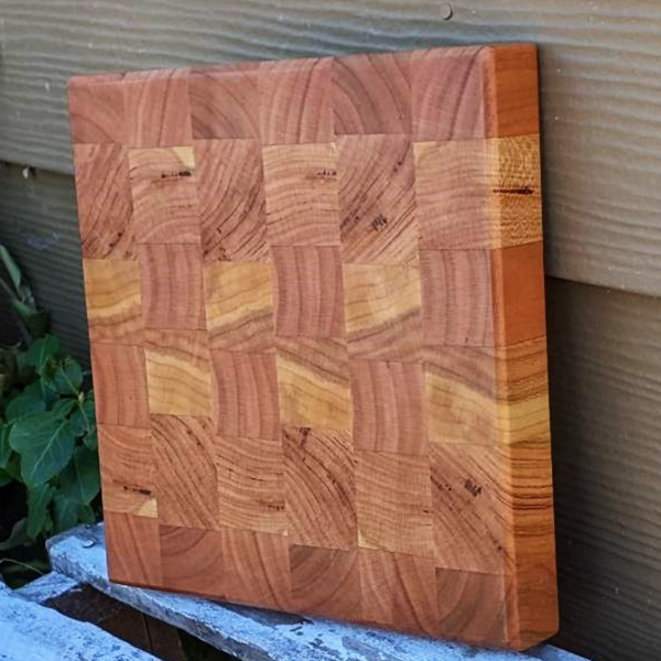 Cherry Wood End Grain Cutting Board with Beveled Edge