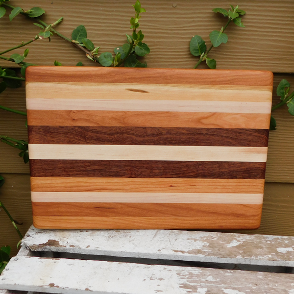 Mahogany, Maple, & Cherry Wood Edge Grain Cutting Board