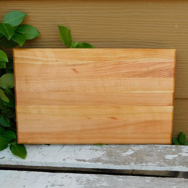 Cherry Wood Edge Grain Cutting Board with Beveled Edge & Hand Grooves On Sides