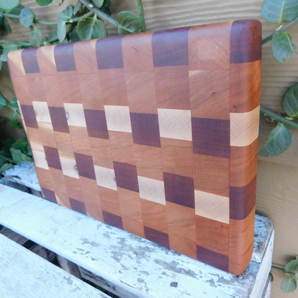 Cherry Wood, Maple, & Mahogany End Grain Cutting Board