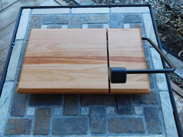 Cherry Wood Cheese Slicing Board with Clear Rubber Grip Feet