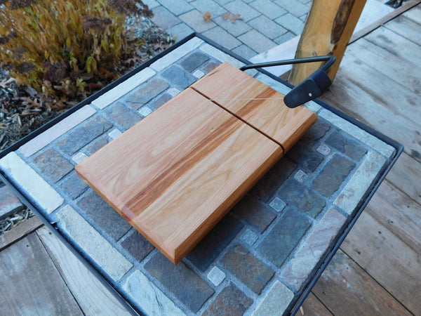 Cherry Wood Cheese Slicing Board with Clear Rubber Grip Feet