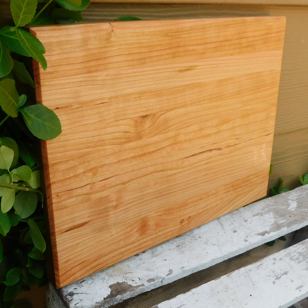Cherry Wood Edge Grain Cutting Board with Beveled Edge & Hand Grooves On Sides
