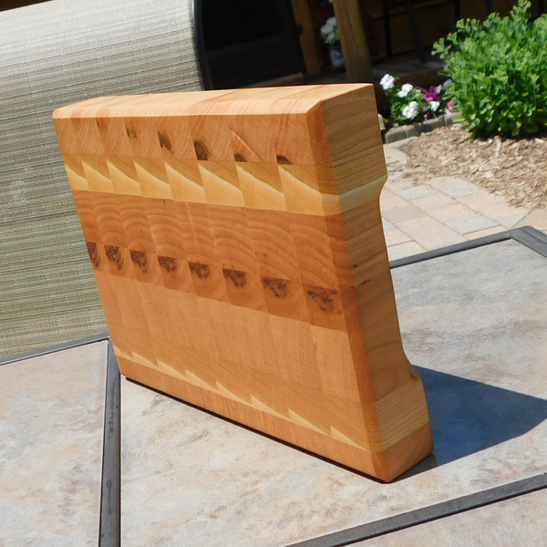 Cherry Wood End Grain Cutting Board with a Beveled Edge & Hand Grooves On Sides
